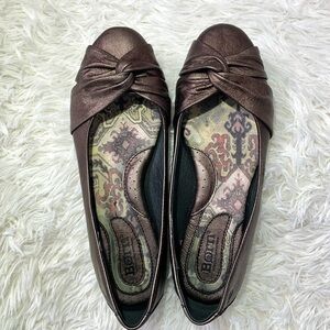 BORN Ballet Flats Lily Metallic Bronze Brown Leather Slip On, size 8.5